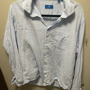 Toscano seersucker linen button down large